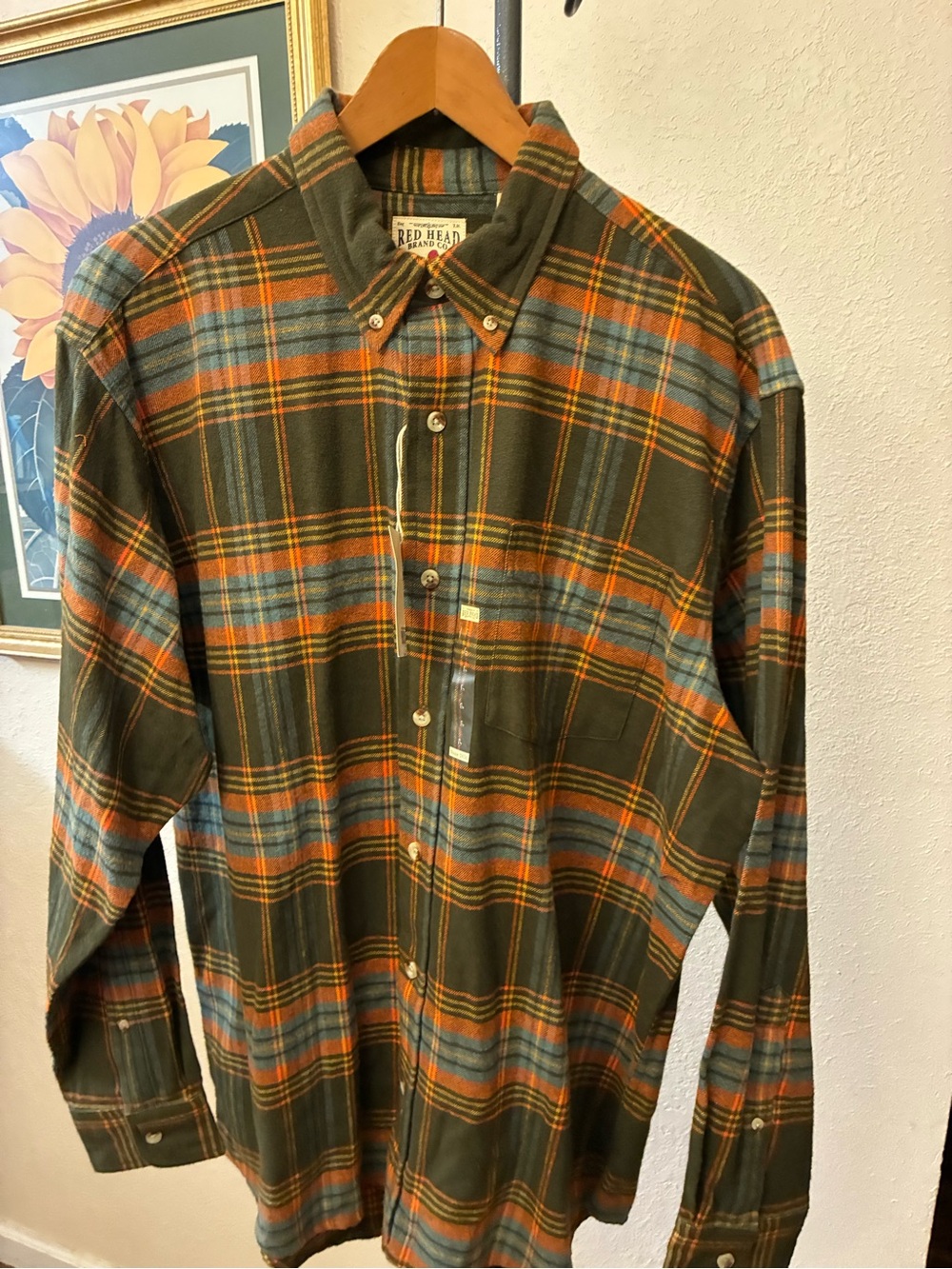RedHead Olive, Orange & Gray Plaid Button-Down Shirt